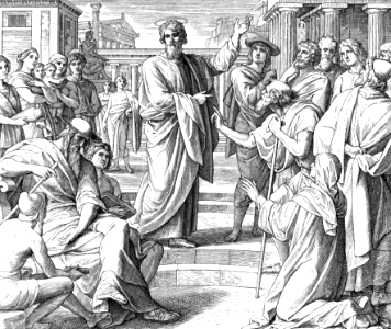73 Acts 17 v22-23 - Paul preaches in Athens. Free illustration for personal and commercial use.