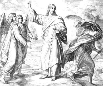 16 Matthew 04 v10-11 - Jesus repels Satan (Get you hence), and Angels minister to Him