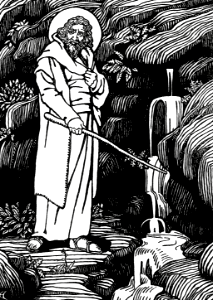 13 Moses strikes the Rock - Water comes forth