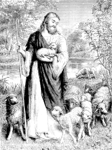 28 The Shepherd and the Lambs. Free illustration for personal and commercial use.