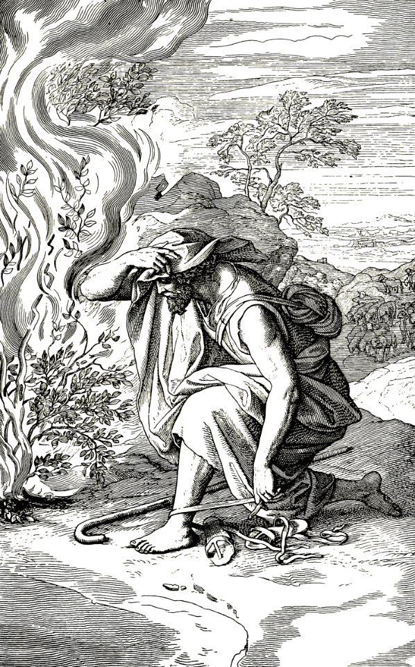 19 Moses hears a voice out of the Burning Bush