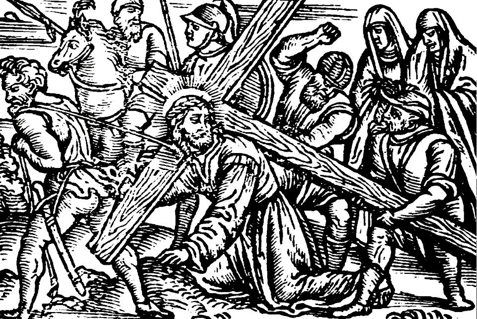 07 Jesus staggers under the Cross - Simon helps