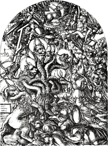 19 Revelation 13 v01-04 The Beast with Seven Heads and Ten Horns rises out of the Sea (Duvet)