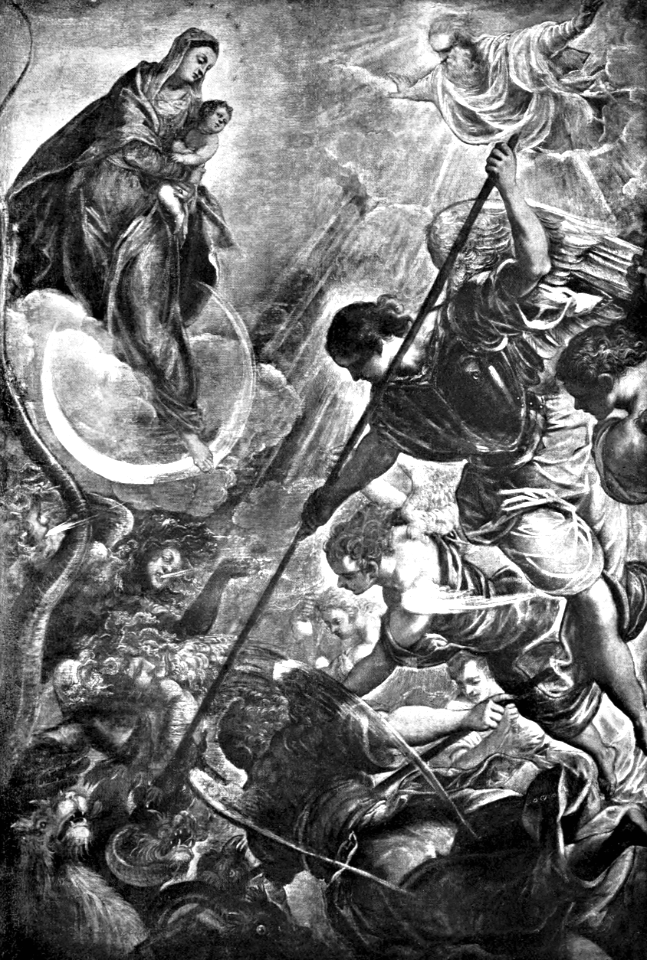 17 Revelation 12 v07 Michael and the Dragon fight (il Tintoretto)