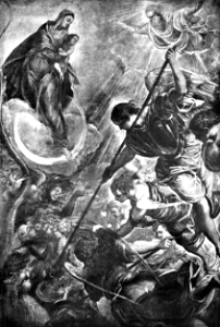 17 Revelation 12 v07 Michael and the Dragon fight (il Tintoretto)