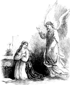 03 An Angel appears to Mary. Free illustration for personal and commercial use.