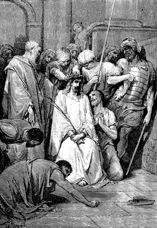 53 Jesus is given the Crown of Thorns and mocked