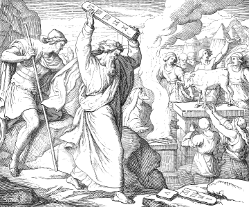 052 Moses breaks the Tables of the Law. Free illustration for personal and commercial use.