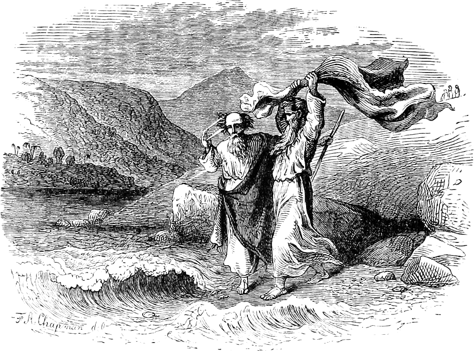 123 Elijah smites the Jordan with his Mantle - He and Elisha cross