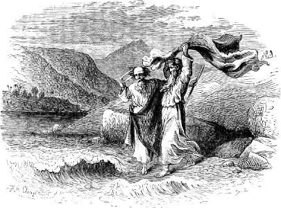 123 Elijah smites the Jordan with his Mantle - He and Elisha cross
