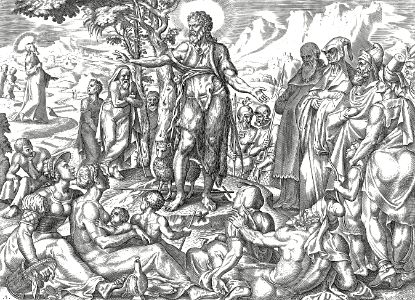 06 John 01 v19-34 - John preaching in the Wilderness (Christ in background)