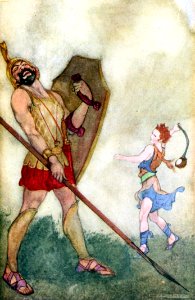 06 Goliath laughs - David launches the Stone