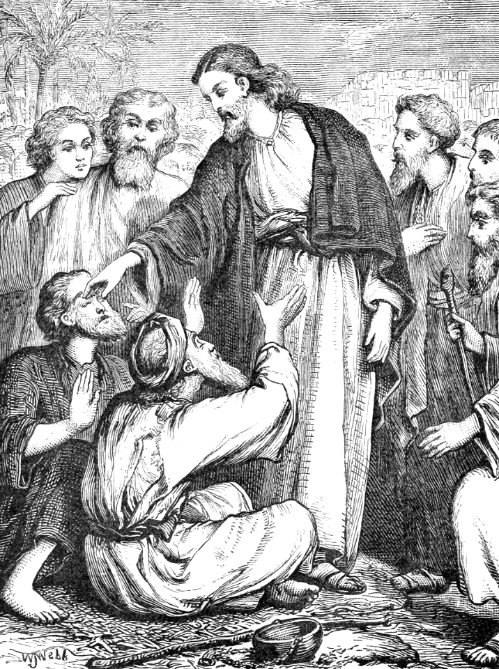 036 Matthew 09 Jesus heals the Blind Men by touching their Eyes