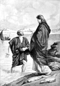 138 Peter comes out of the Boat to see Jesus. Free illustration for personal and commercial use.