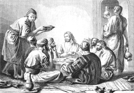 032 Jesus eats with Publicans and Sinners. Free illustration for personal and commercial use.
