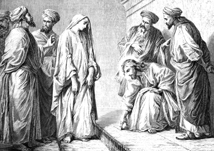 049 The Woman taken in Adultery - Jesus writes in the sand