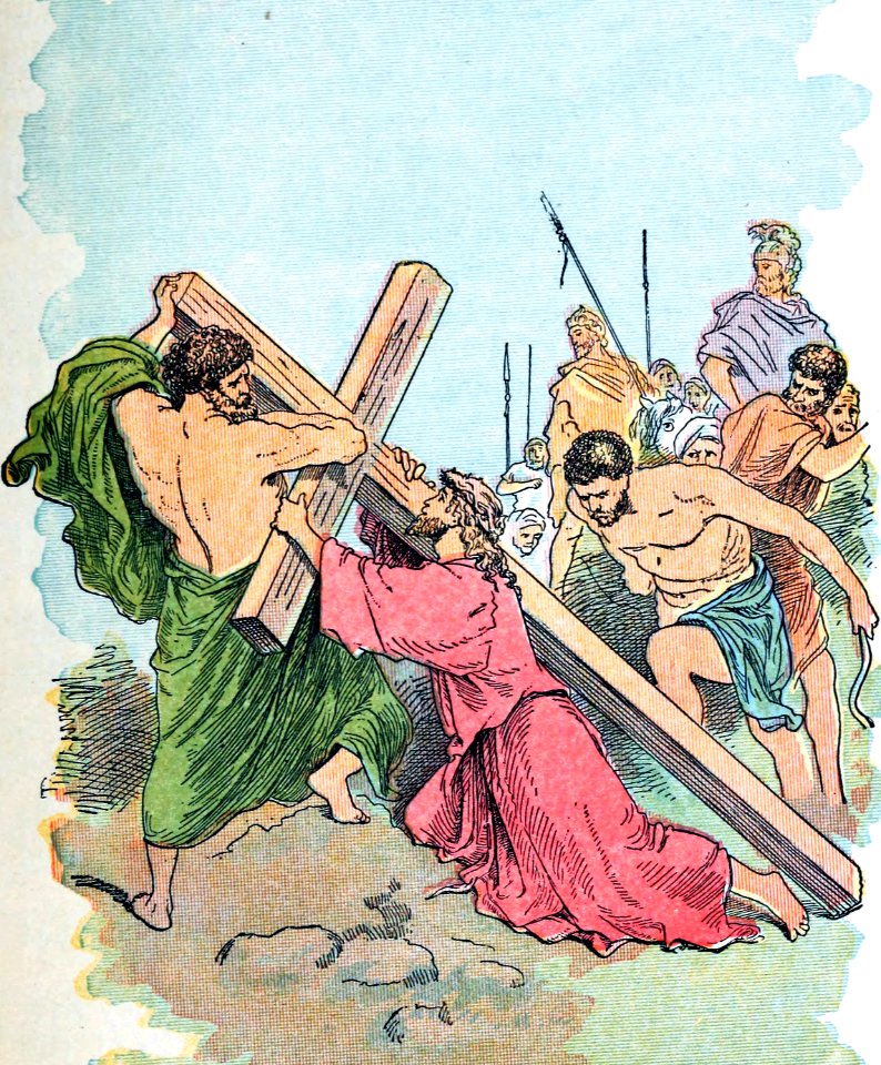 26 Jesus carries the Cross - Simon helps