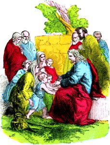 08 Christ blessing little Children. Free illustration for personal and commercial use.