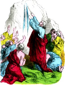 08 Moses strikes the Rock. Free illustration for personal and commercial use.
