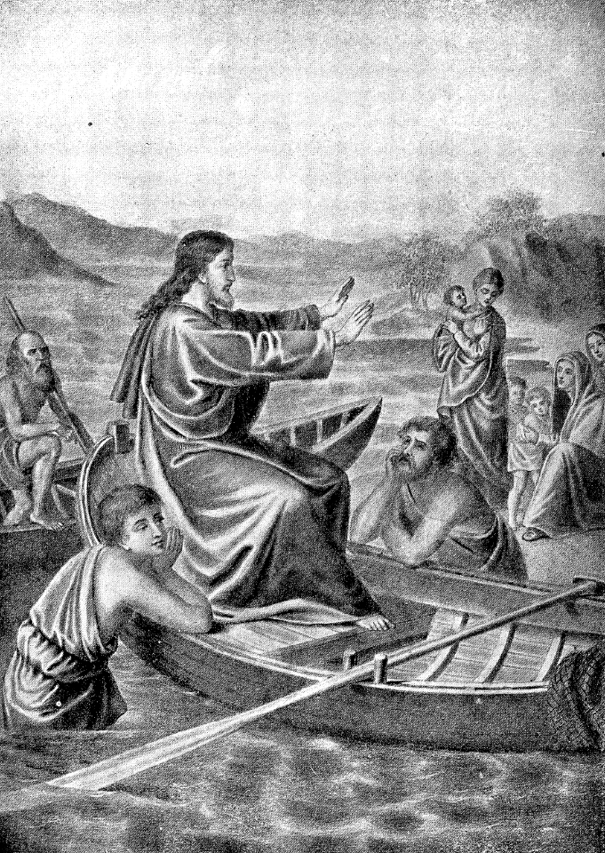 031 Luke 05 v01-03 Jesus preaching from the Boat - Free Stock ...