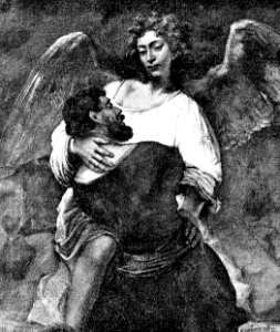056 Jacob wrestling with the Angel. Free illustration for personal and commercial use.