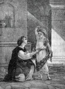 78 Family life in Palestine (Hannah bringing a new robe to Samuel)