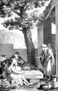 015 Abraham gives hospitality to three Strangers (Angels)