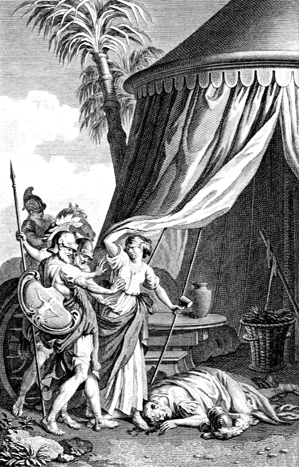 086 Barak finds that Jael has slain Sisera