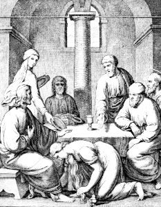 34 John 12 v01-18 Simons Feast Mary washing Christs feet with her hair