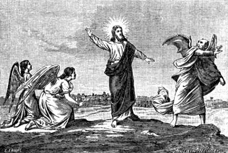 12 After the third temptation, Jesus tells Satan to get hence - Angels minister to Him