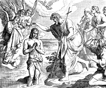 11 Baptism of Jesus by John. Free illustration for personal and commercial use.