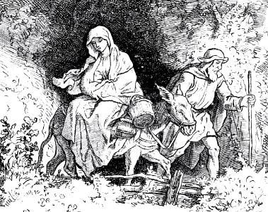 07 Matthew 02 v13-14 - Flight to Egypt. Free illustration for personal and commercial use.