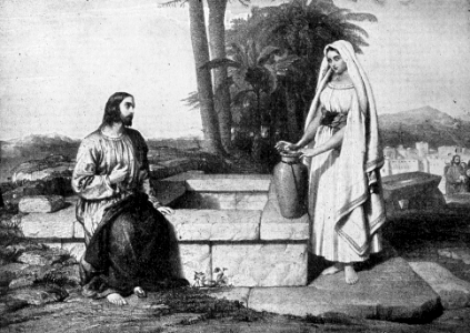 05 Jesus and the Woman of Samaria. Free illustration for personal and commercial use.