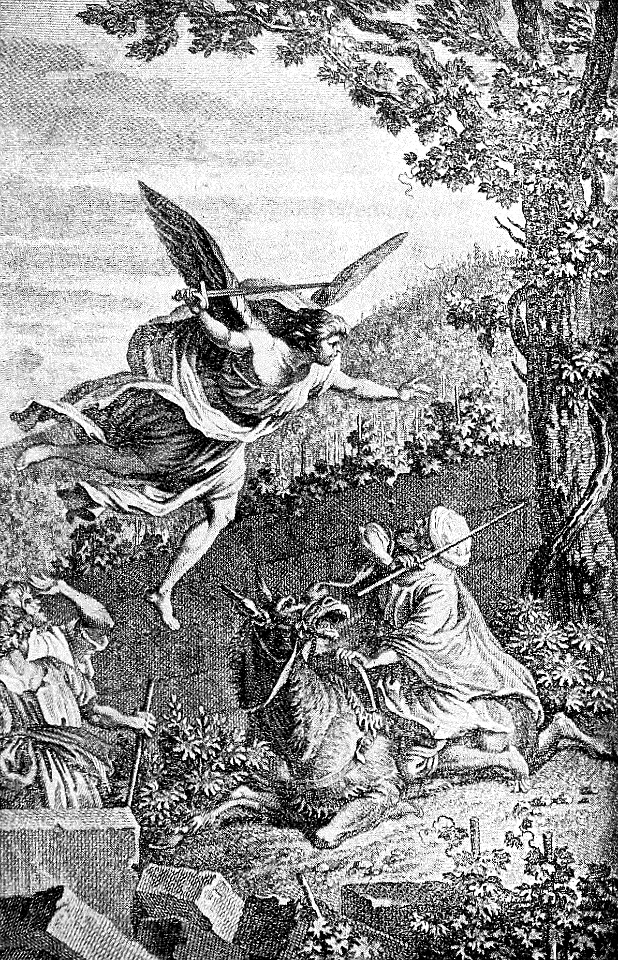 073 Balaam meeting the Angel (the Ass refusing to move)