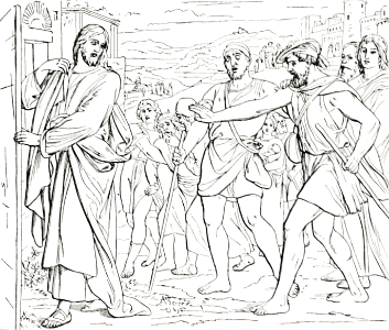 058 The Blind Men follow Jesus. Free illustration for personal and commercial use.