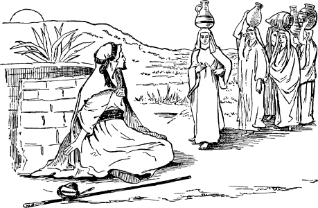 19 Moses meets Jethro's daughters at the Well