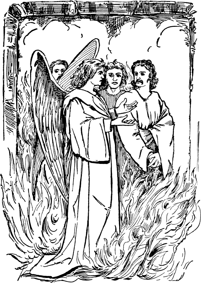 37 The Angel with the Three Hebrews in the Fiery Furnace