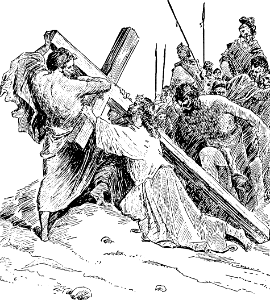 21 Simon helps Jesus carry the Cross
