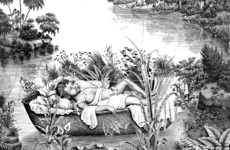 Moses as a Baby floating in the Basket
