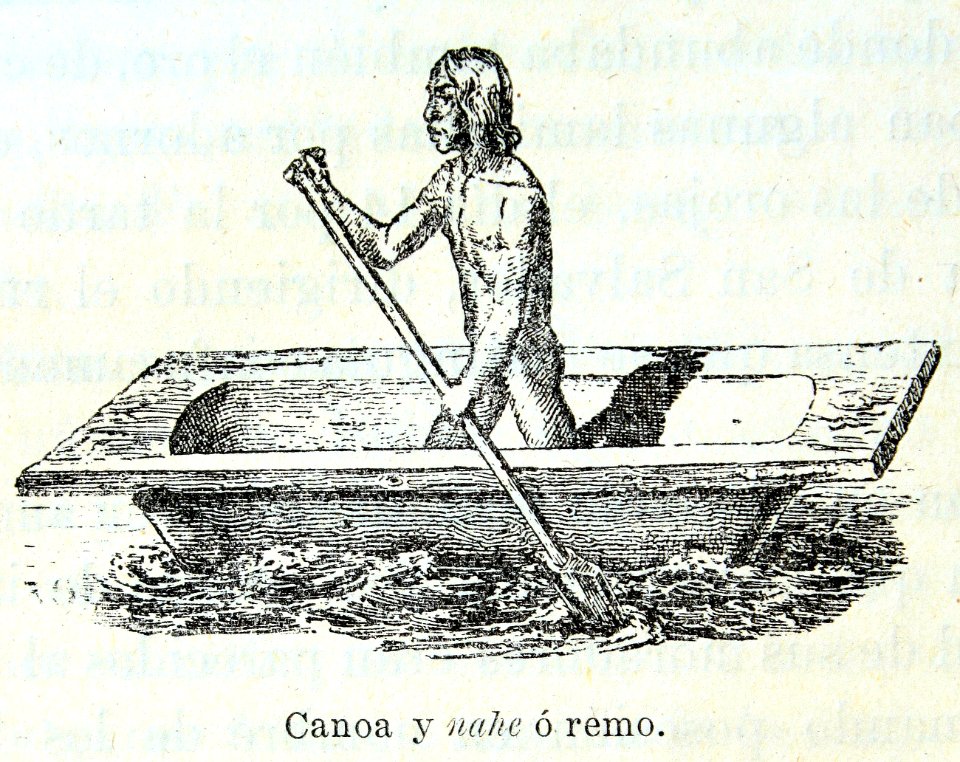 Canoa y nahé o remo.
