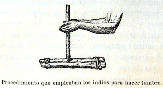 "Procedimiento que empleaban los indios para hacer lumbre"…