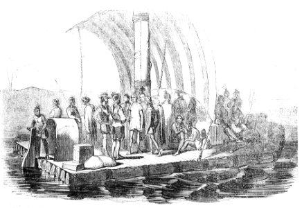 "Los españoles transportados en una balsa a la isla de Pun…. Free illustration for personal and commercial use.