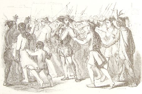 "Entrada de Hernán Cortés en Tlascala". Free illustration for personal and commercial use.
