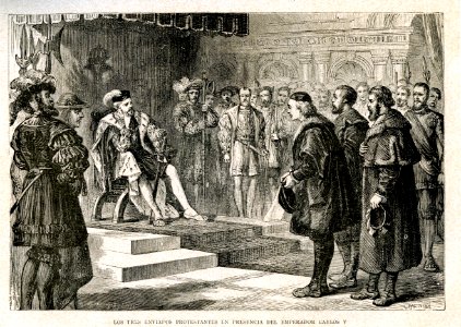 "Los tres enviados protestantes en presencia del Emperador…
