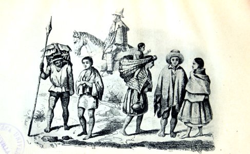 "Indios de Mainas. Paisano a caballo. India de Quito. Zamb…