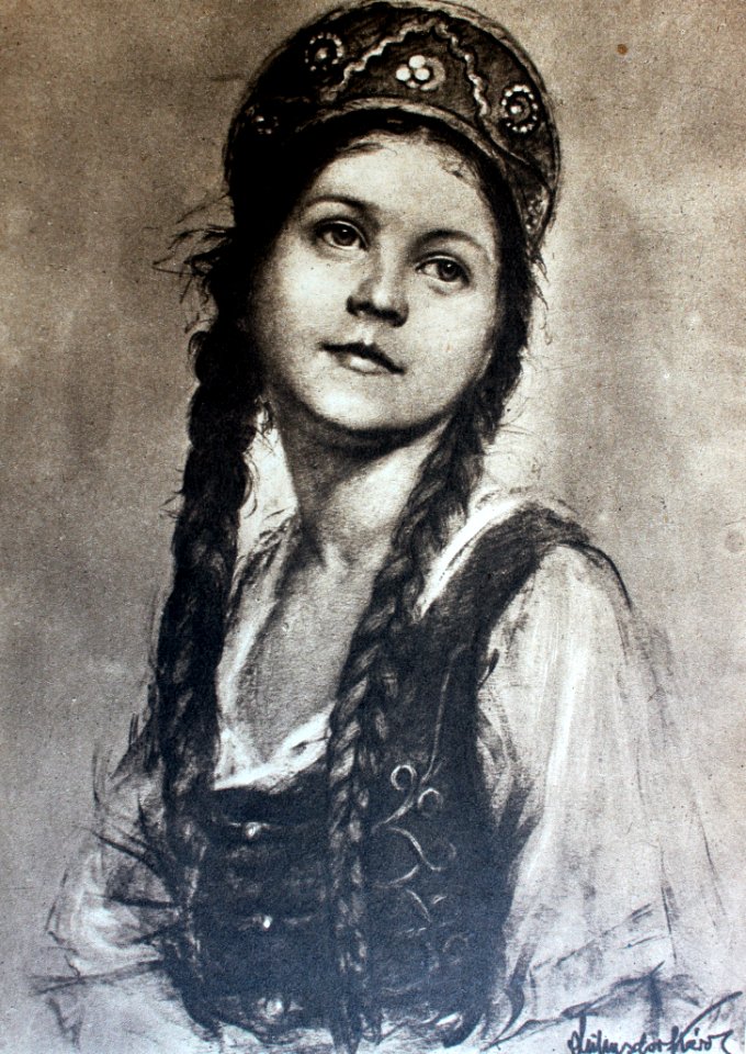 "Fillette hongroise . - Dessin de Lühnsdorf Károly (Charle…