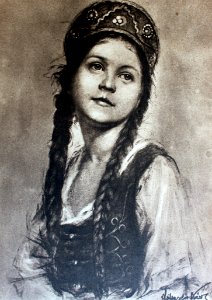 "Fillette hongroise . - Dessin de Lühnsdorf Károly (Charle…