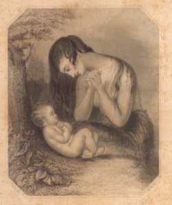 "Retrato de mujer con niño". Free illustration for personal and commercial use.