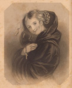 "Retrato de mujer con rosario". Free illustration for personal and commercial use.
