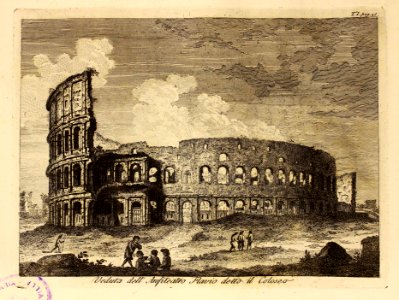 Veduta del Anfiteatro Flavio detto il Coloseo. Free illustration for personal and commercial use.
